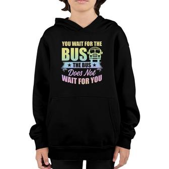 School Bus Driver Student Wait Stop Humor Pastel Rainbow Youth Hoodie - Seseable