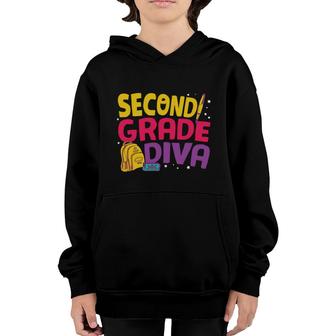 Second Grade Diva Teacher Back To School Balo Youth Hoodie - Seseable