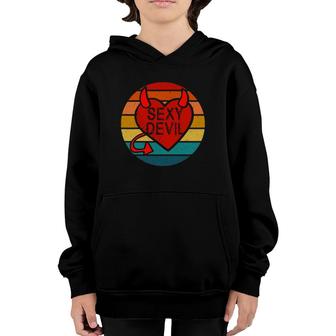 Sexy Devil Costume Vintage Heart Devil Funny Designs Gift Youth Hoodie | Mazezy UK