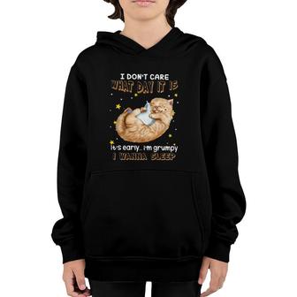 Sleeping Cat I Dont Care What Day It Is Pet Lover Youth Hoodie | Mazezy