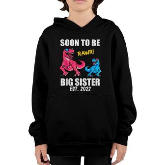 Soon To Be Big Sister 2022 Trex Promoted Big Sister Youth Hoodie - Seseable