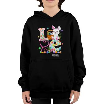 Stethoscope Scrub Cna Nurse Life Easter Day Cute Bunny Eggs Youth Hoodie | Mazezy