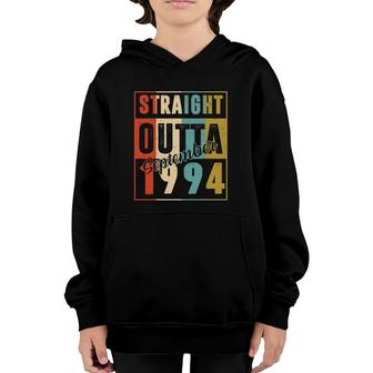 Straight Outta September 1994 Retro 27 Years Old 27Th Bday Youth Hoodie - Seseable