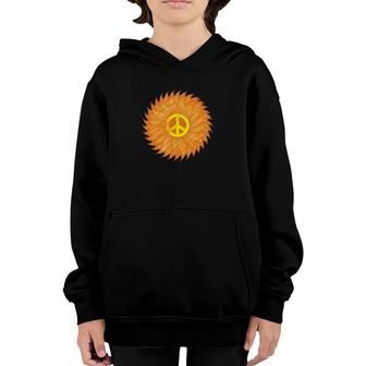 Sunflower Yellow Peace Sign Vintage Flower Retro Hippie Youth Hoodie - Seseable