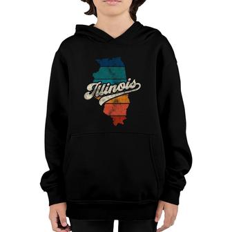 Sunset Vintage Retro Illinois Home State Il 70S 80S Style Youth Hoodie - Seseable