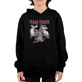 Team Trash Animal Garbage Gang Opossum Raccoon And Rat Youth Hoodie | Mazezy
