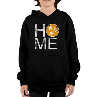 Tennessee Home Flag Orange White Stars Distressed Tee Youth Hoodie | Mazezy