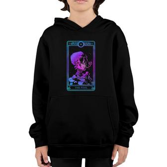 The Fool Smoking Skeleton Tarot Card Skull Pagan Witch Youth Hoodie | Mazezy