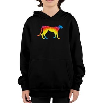 Tie Dye Cheetah Rainbow Print Cougar Hippie Peace Gift Youth Hoodie | Mazezy