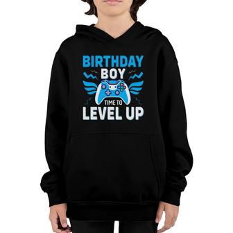 Time To Level Up Blue Birthday Boy Matching Video Gamer Youth Hoodie - Seseable