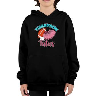 Touchdowns Or Tutus Gender Reveal Baby Party Announcement Youth Hoodie | Mazezy