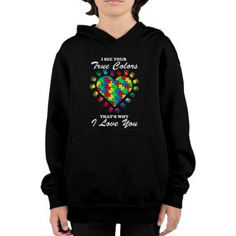 True Colors Heart Puzzle Cool Autism Awareness Gift Youth Hoodie | Mazezy