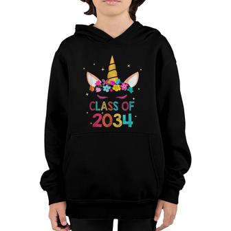 Unicorn First Day Of School Class Of 2034 Grow With Me Youth Hoodie - Seseable