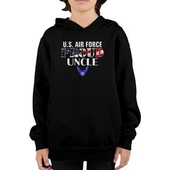 Us Proud Air Force Uncle With American Flag Gift For Veteran Youth Hoodie | Mazezy