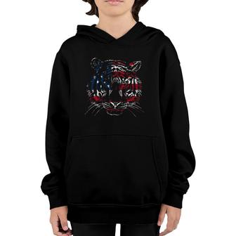 Usa Flag Tiger Patriotic Independence Day 4Th Of July Youth Hoodie - Seseable
