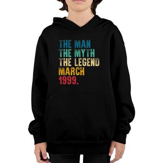 Vintage 1999 Man Myth Legend 22Nd Birthday Gift Retro 22 Years Old Youth Hoodie - Seseable