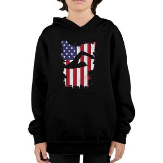Vintage 4Th Of July Usa Flag Swimming Swim Swimmer Gift Youth Hoodie - Seseable