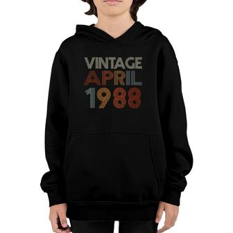 Vintage April 1988 Retro Style 33 Years Old 33Rd Birthday Youth Hoodie - Seseable