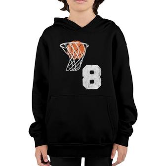 Vintage Basketball Jersey Number 8 Player Number Youth Hoodie | Mazezy