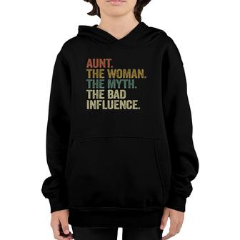 Vintage Cool Aunt Woman Myth Bad Influence Funny Auntie Youth Hoodie - Seseable