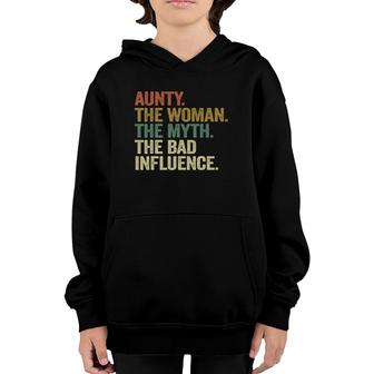Vintage Cool Aunty Woman Myth Bad Influence Funny Aunt Youth Hoodie - Seseable