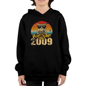 Vintage Distressed Awesome Since 2009 13 Years Old Cat Mom Youth Hoodie - Seseable