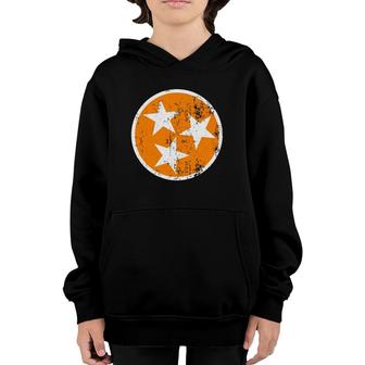 Vintage Distressed Orange And White Tennessee State Flag Youth Hoodie | Mazezy