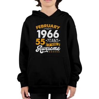 Vintage February 1966 Retro 55 Years Old 55Th Birthday Gifts Youth Hoodie - Seseable
