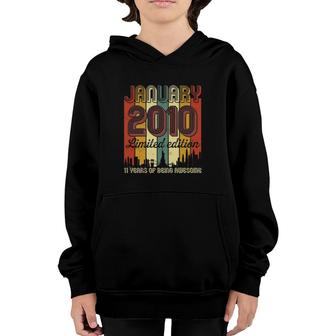 Vintage January 2010 11 Years Of Being Awesome Birthday Gift 11Th Birthday Limited Edition Youth Hoodie - Seseable