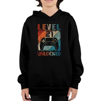 Vintage Level 21 Unlocked Video Gamer 21St Birthday Youth Hoodie - Seseable