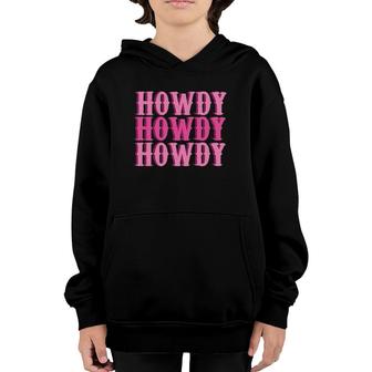 Vintage Pink Howdy Rodeo Western Country Southern Cowg Youth Hoodie | Mazezy