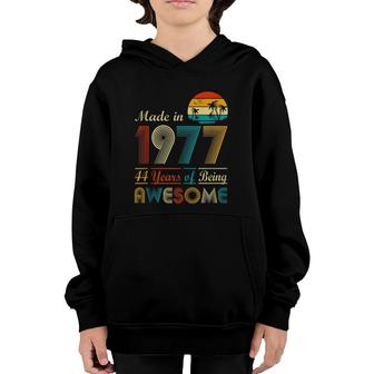 Vintage Retro Made In 1977 44Th Birthday 44 Years Old Gifts Youth Hoodie - Seseable