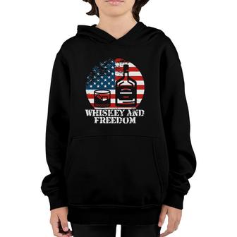 Whiskey And Freedom July 4 Independence Day Drinking Youth Hoodie - Seseable