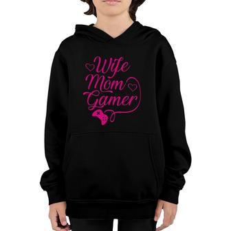 Wife Mom Gamer Valentines Day Gifts For Gaming Lover Mother Youth Hoodie | Mazezy