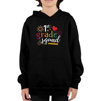 Womens 1St First Grade Squad Student Teacher Gift Back To School Youth Hoodie | Mazezy