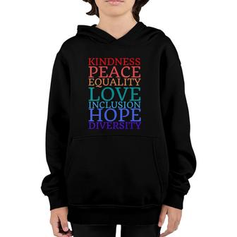 Womens 2021 Human Rights Peace Love Inclusion Equality Diversity V-Neck Youth Hoodie | Mazezy CA