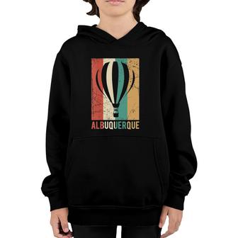 Womens Alburquerque Hot Air Balloon Retro Rainbow Ballooning V-Neck Youth Hoodie | Mazezy