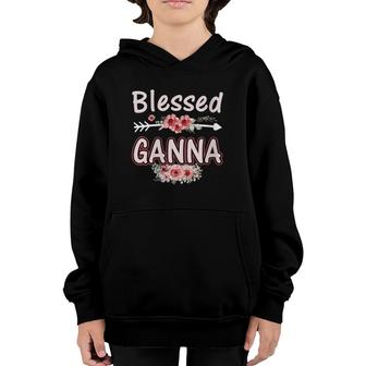 Womens Blessed Ganna Floral Mom Grandma Xmas Birthday V-Neck Youth Hoodie | Seseable UK