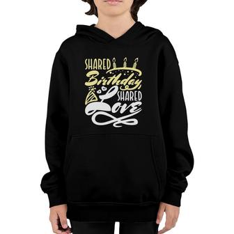 Womens Born On Same Day - Shared Birthday Shared Love V-Neck Youth Hoodie | Mazezy