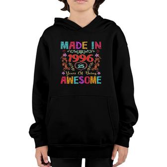 Womens Flowers Made In 1996 Funny 25Th Birthday Gift 25 Years Old Youth Hoodie - Seseable