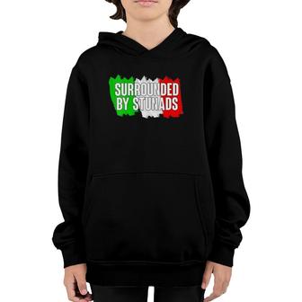 Womens Funny Italian Gifts Surrounded By Stunads Italy Flag Sayings V Neck Youth Hoodie - Seseable