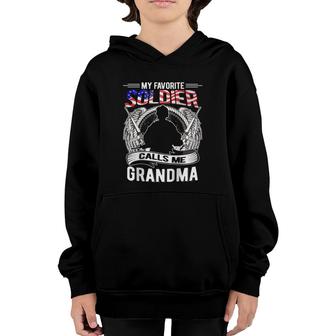 Womens My Favorite Soldier Calls Me Grandma Proud Army Grandmother Raglan Baseball Tee Youth Hoodie - Seseable