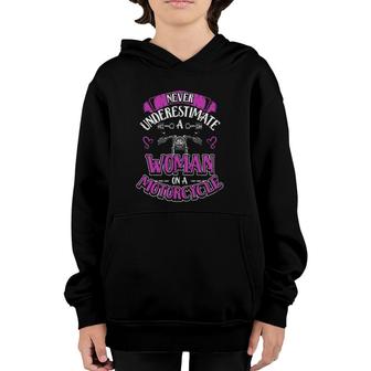 Womens On A Motorcycle Biker Lifestyle Motorcyclist Youth Hoodie | Mazezy