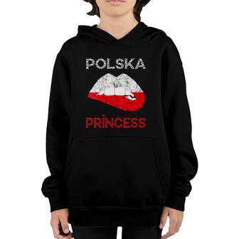 Womens Polska Princess Poland Lips Mouth Polish Pride Kissing V-Neck Youth Hoodie | Mazezy