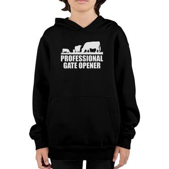 Womens Professional Gate Opener Cow Apparel V-Neck Youth Hoodie | Mazezy