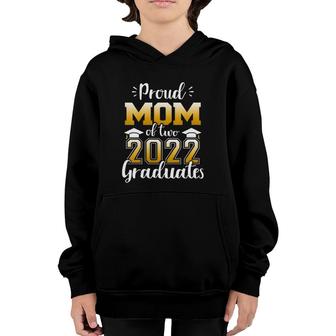 Womens Proud Mom Of Two Class Of 2022 Graduates Twins Graduation V-Neck Youth Hoodie - Seseable