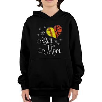 Womens Proud Softball Basketball Mom Ball Mothers Day Youth Hoodie - Seseable