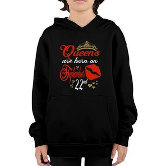 Womens Red Lips Queens Are Born On September 22Nd Youth Hoodie - Seseable