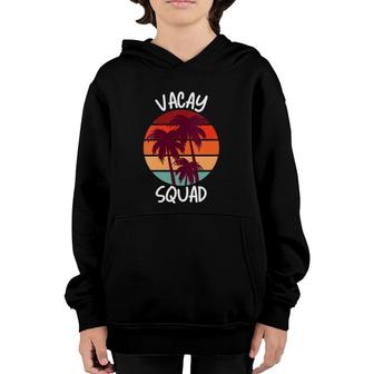 Womens Vacay Squad Summer Vacation Family Friends Trip Palm Trees V-Neck Youth Hoodie | Mazezy