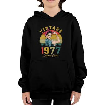 Womens Vintage 1977 Made In 1977 44Th Birthday Women 44 Years Old Youth Hoodie - Seseable